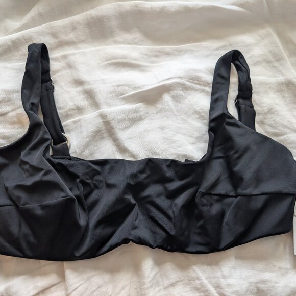 NEW Form & Fold Swimwear- The Crop Black Swim Top- 36E - Picture 5 of 5